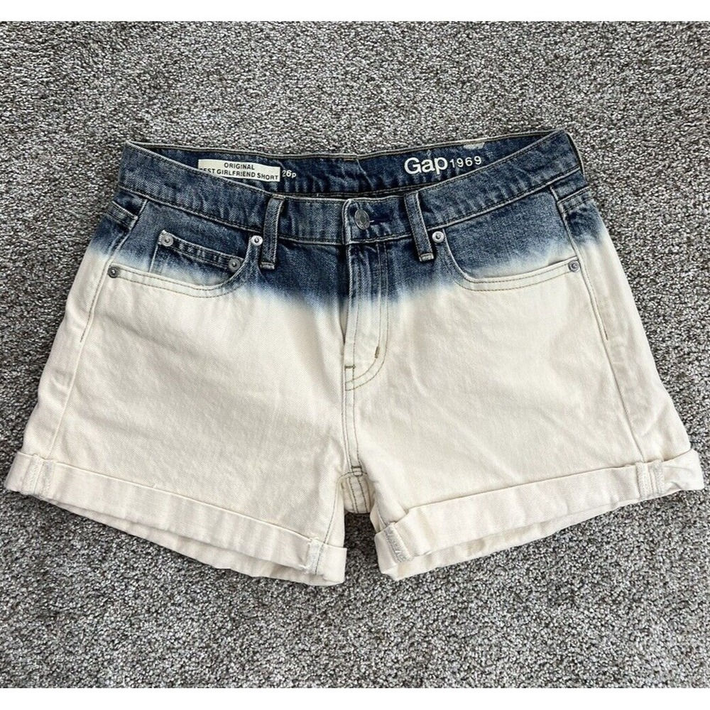 Gap 1969 Two-Tone Dip-Dye Denim Shorts - Cream and Blue